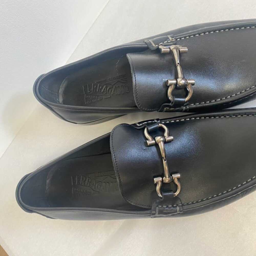 Salvatore Ferragamo Horse Bit Loafers Black Leather Drivers - Picture 4 of 15